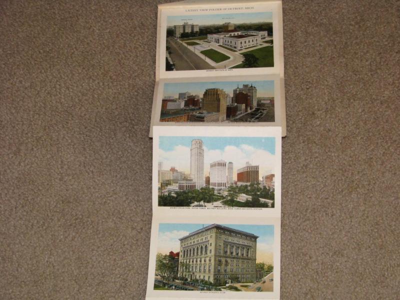 Latest View Folder of Detroit Mich., Postcard Souvenir Foldout, unused-1940`s