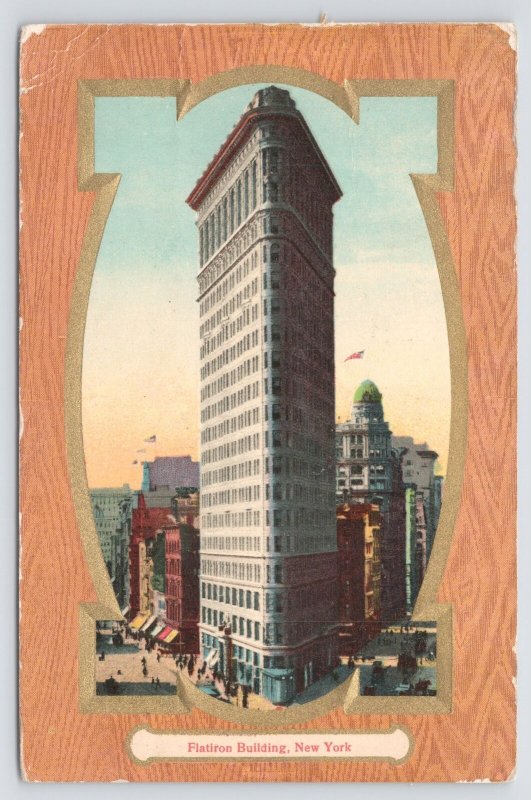 Flatiron Bldg~Corner View From Busy Street Below In Downtown New York~PM 1917 PC 