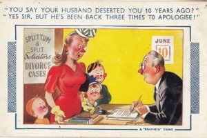 Divorce Solicitor Cheating Husband Sexy Lady Seaside Comic Humour Postcard