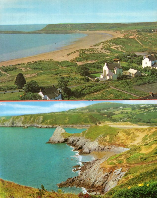 Pobbles Bay Port Enyon Gower Wales 2x 1970s Postcard s