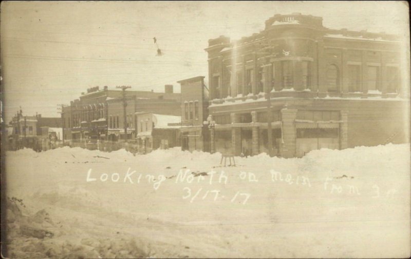 Brookings SD North on Main St. 1917 Real Photo Postcard