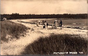 RPPC View of Beach, Pemaquid Beach ME Vintage Postcard V66