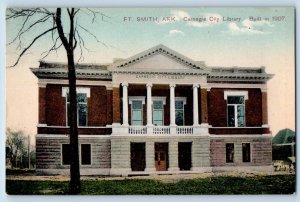 Ft. Smith Arkansas Postcard Carnegie City Library Exterior Building 1907 Vintage
