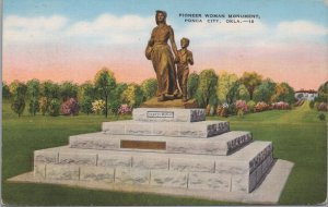 Postcard Pioneer Woman Monument Ponca City OK Oklahoma