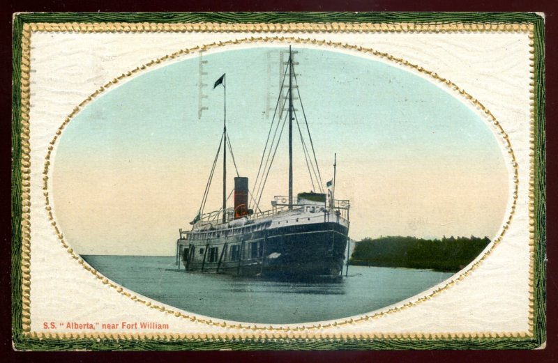 dc1232 - FORT WILLIAM Ontario Postcard 1913 Steamer SS ALBERTA