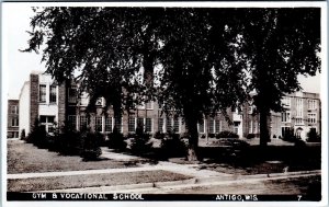 RPPC  ANTIGO, WI Wisconsin ~ GYM & VOCATIONAL SCHOOL Langlade County Postcard