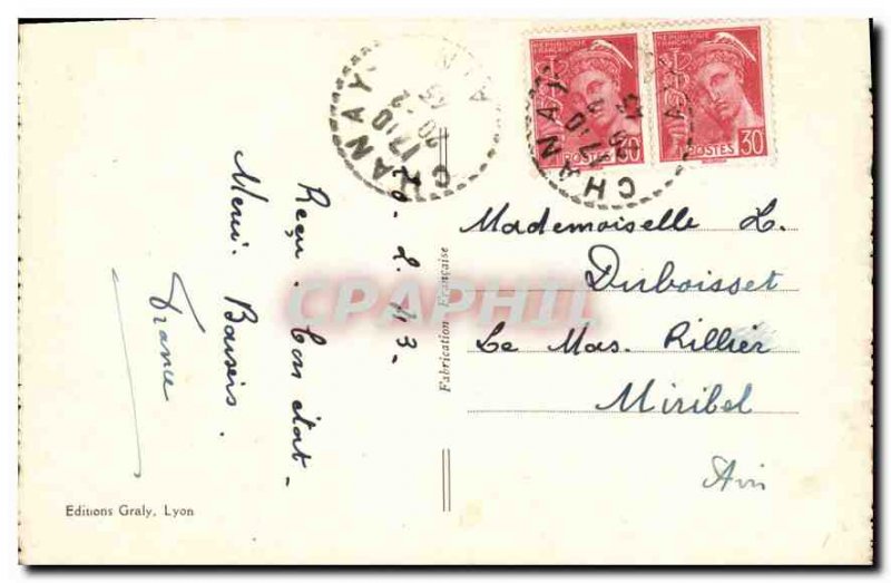 Postcard Old shack in snow