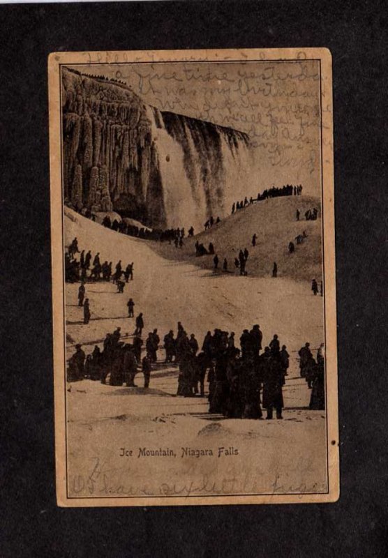 NY Niagara Falls Ice Mountain Walking 1907 New York Postcard UDB