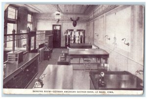 Banking Room German American Savings Bank Interior Le Mars Iowa IA Postcard