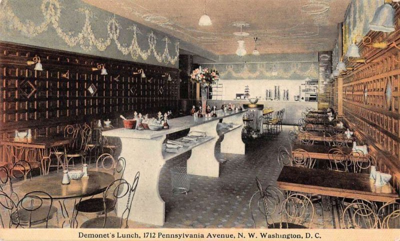 Washington DC Demonet's Lunch Restaurant Interior Vintage Postcard AA20942