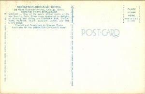 Sheraton Chicago Hotel Chicago IL Macao Dining Room VTG Postcard Tichnor UNP 