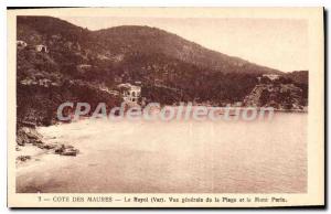 Postcard Old Rayol Vue Generale De la Plage and Le Mont Parin
