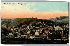 Aerial View of Montpelier VT Vintage Postcard D72