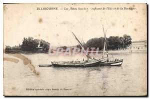 Old Postcard Libourne winged Shoveler confluence of the Isle and the Dordogne...