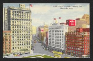 Euclid Avenue Downtown Looking East Cleveland Ohio Unused c1954