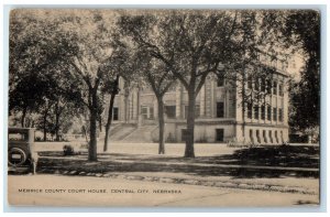 1938 Merrick County Court House Exterior Central City Nebraska NE Trees Postcard