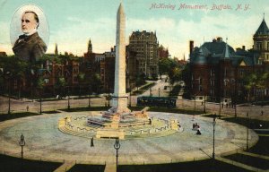 Vintage Postcard Mckinley Historical Monument & Park Landmark Buffalo New York