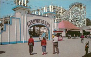 Chicago Illinois Blue Streak Riverview Roller Coaster Teich Postcard 21-14422