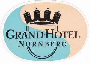 Germany Nuernberg Grand Hotel Blue Vintage Luggage Label sk3766