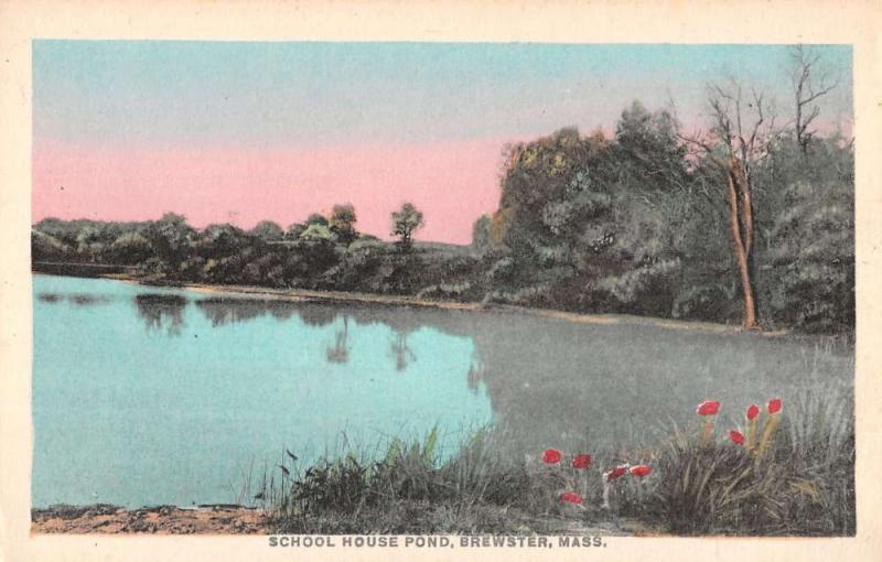 Brewster Massachusetts School House Pond Scenic View Antique Postcard K25056