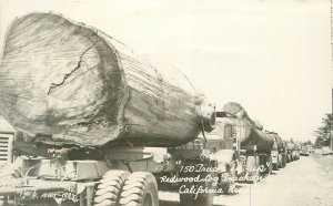 Postcard RPPC California Redwood Log Truckage Art Ray 23-7232