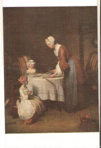 J.B.F. Chardin. Grace before meat Fine art, painting, vintage French postcard