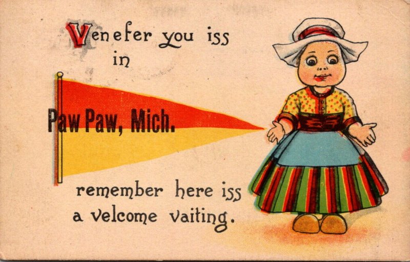 Michigan Paw Paw Dutch Girl 1915 Pennant Series