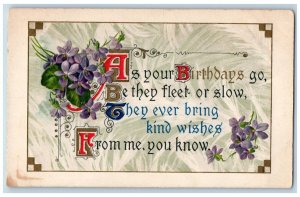 Birthday Postcard Message Flowers Embossed Winsch Back c1910's Posted Antique