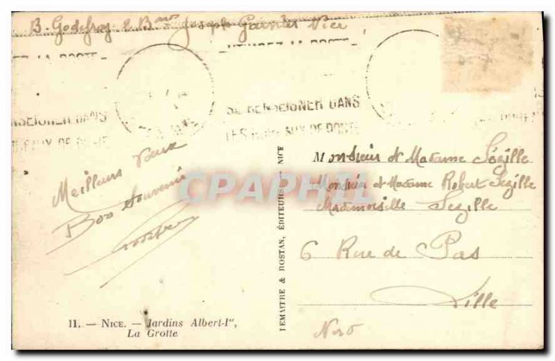 Postcard Old Nice Gardens Albert Cave