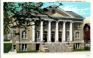 1920s First Baptist Church Somerset Kentucky Postcard