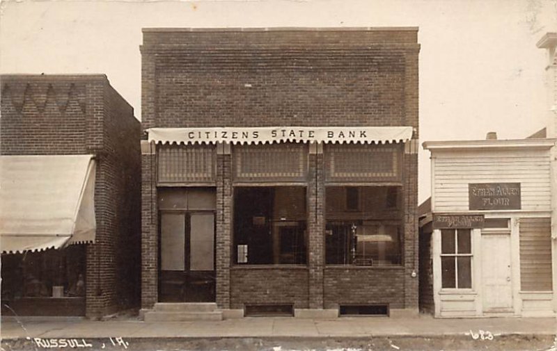 Citizens State Bank Real Photo Russell, Iowa