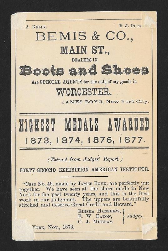 VICTORIAN TRADE CARD Bemis Boots & Shoes Black Sailor Cook