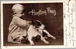 Child with Dog, Hunting Fleas c1907 Undivided Back Simplicity Vtg Postcard U12 