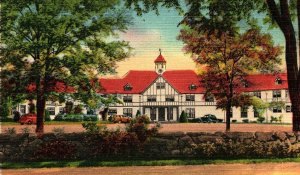 c1940 MARION MASSACHUSETTS TABOR ACADEMY BUILDING AND DORM LINEN POSTCARD P628