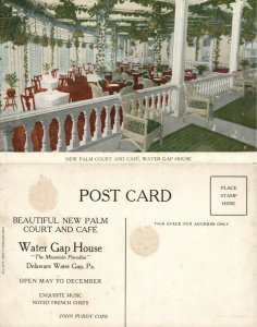 NEW PALM COURT CAFE DELAWARE WATER GAP HOUSE ANTIQUE HOTEL ADVERTISING POSTCARD