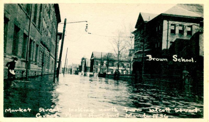 CT - Hartford. March, 1936. Great Flood. Market Street north from Talcott St.