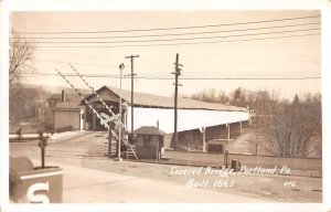 Portland Pennsylvania Covered Bridge and Train Crossing Real Photo PC AA49116