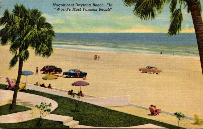 Florida Dayona Beach Magnificent Beach Scene Curteich