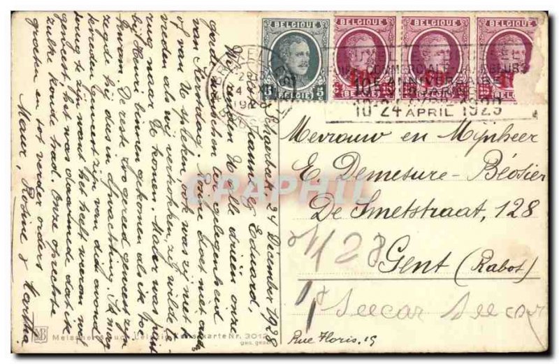 Old Postcard Fancy Happy Christmas (bells bells)