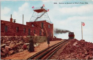 Station on Summit of Pikes Peak CO Colorado Railway Train Unused Postcard H30