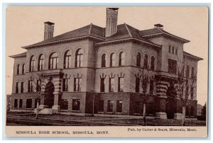 c1940 Missoula High School Exterior Building Missoula Montana Vintage Postcard