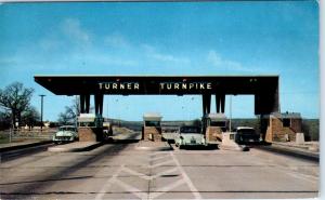 TULSA, OK Oklahoma   TURNER TURNPILE Entrance   c1950s Cars Roadside    Postcard