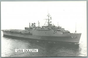 MILITARY SHIP USS DULUTH VINTAGE REAL PHOTO POSTCARD RPPC