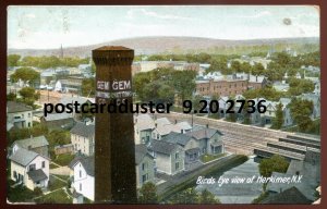 h3836 - HERKIMER NY Postcard 1912 Birds Eye View. Railway by Leighton