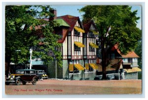 1933 Car Scene, Fox Head Inn Niagara Falls Canada Vintage Posted Postcard