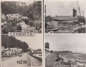 Fishing Boats at Lynmouth Devon 1953 Real Photo 2x Postcard