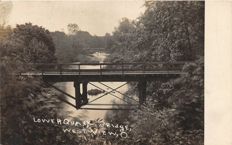 F68/ Westview Cleveland Ohio RPPC Postcard 1909 Lower Quary Bridge River 3