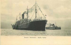 C-1905 Steamer Minnesota Seattle Harbor Washington Postcard Puget Sound 2932