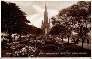 Vtg Edinburgh Scotland UK Scott Monument East Princes Street Garden Postcard