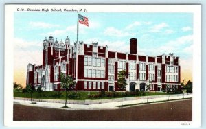 CAMDEN, New Jersey NJ ~ CAMDEN HIGH SCHOOL ca 1940s Linen Postcard